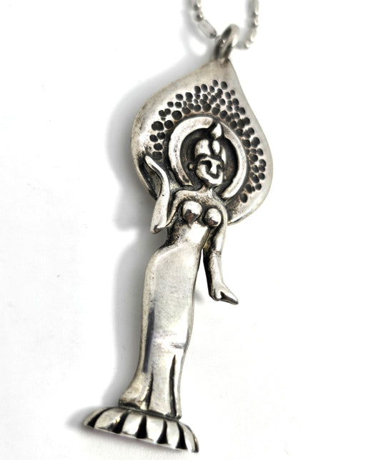Jane Iris Kuan Yin Chinese Goddess of compassion sterling silver necklace