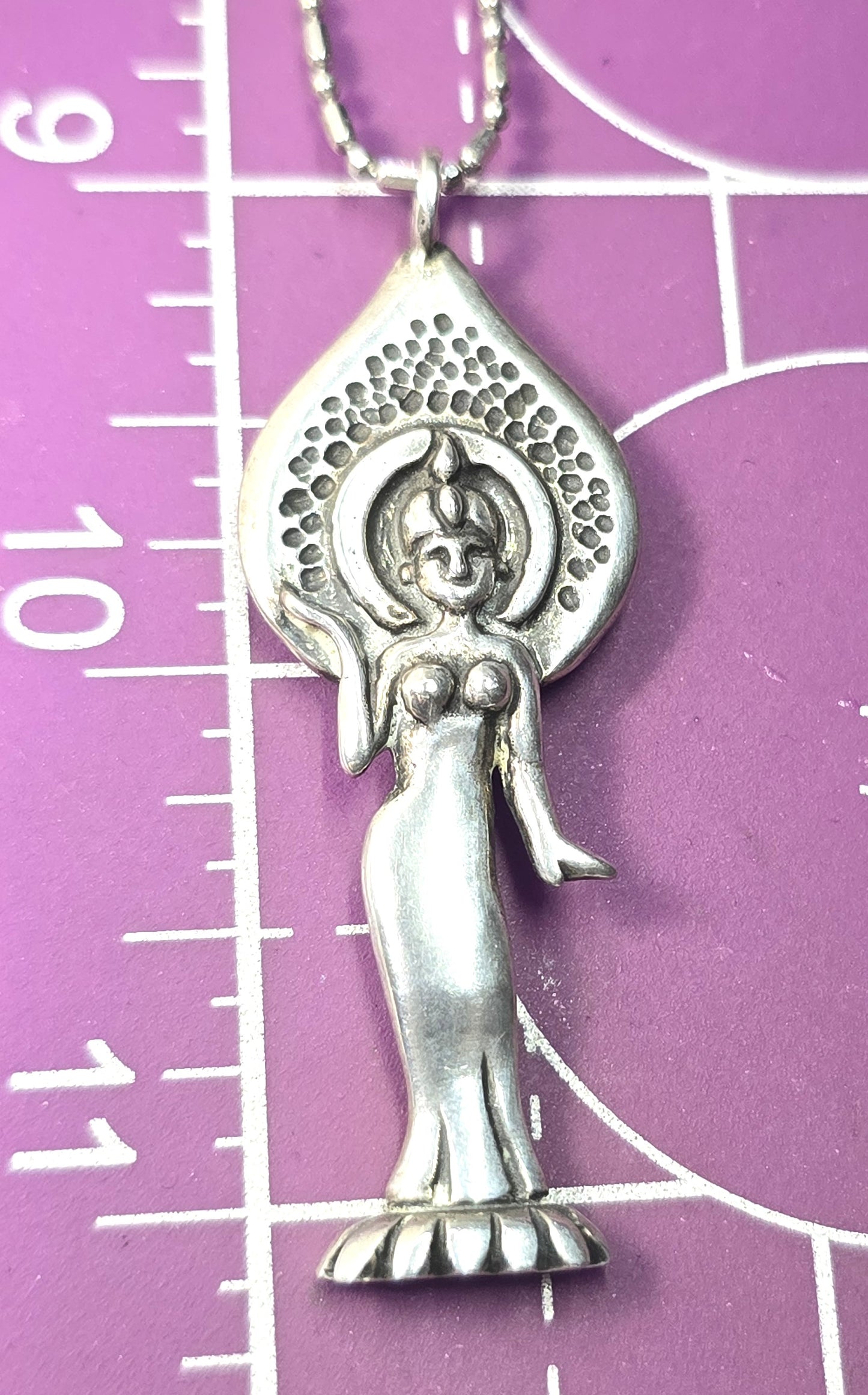 Jane Iris Kuan Yin Chinese Goddess of compassion sterling silver necklace