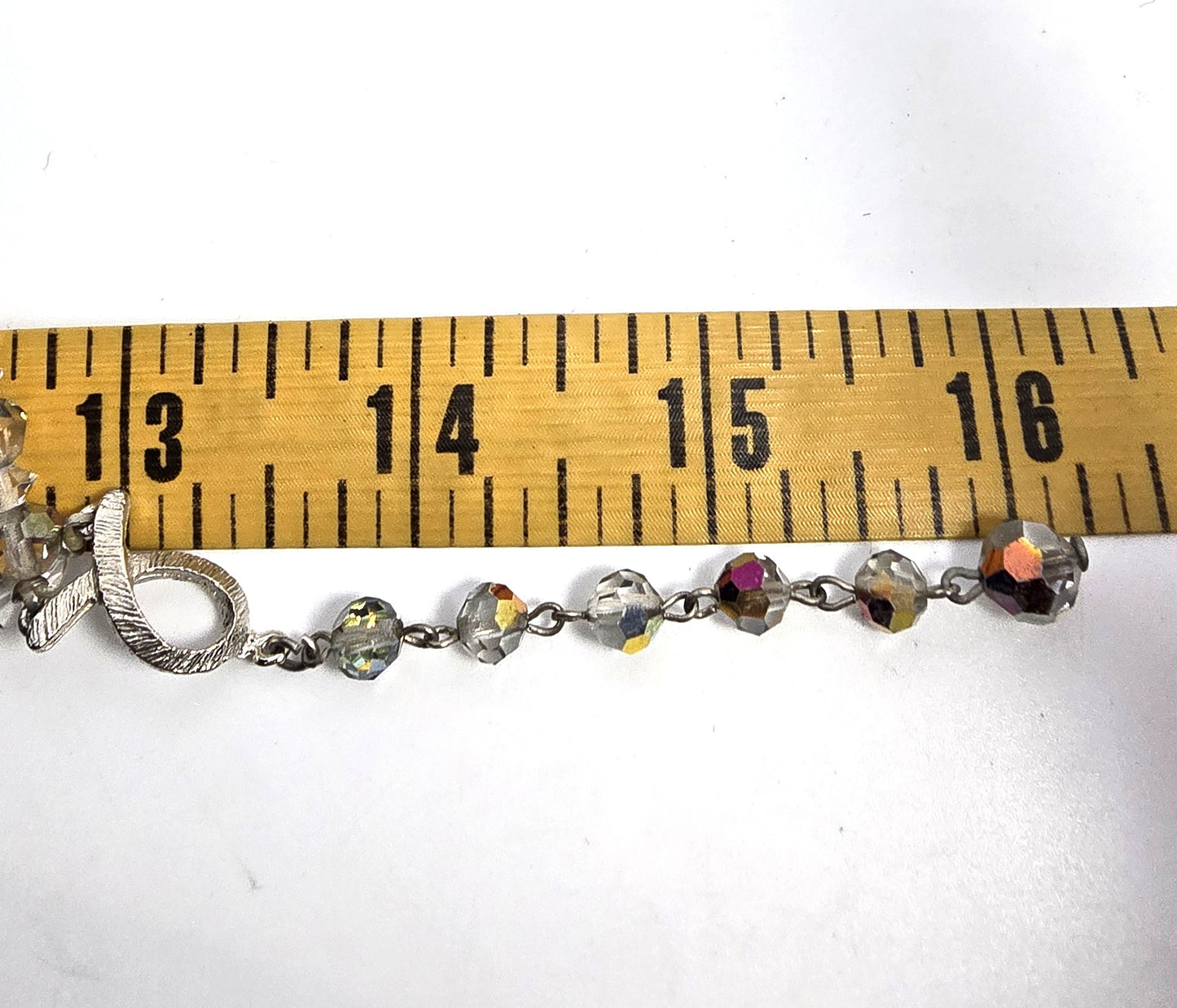 Austrian Crystal Silver Aurora Borealis graduated double strand vintage necklace