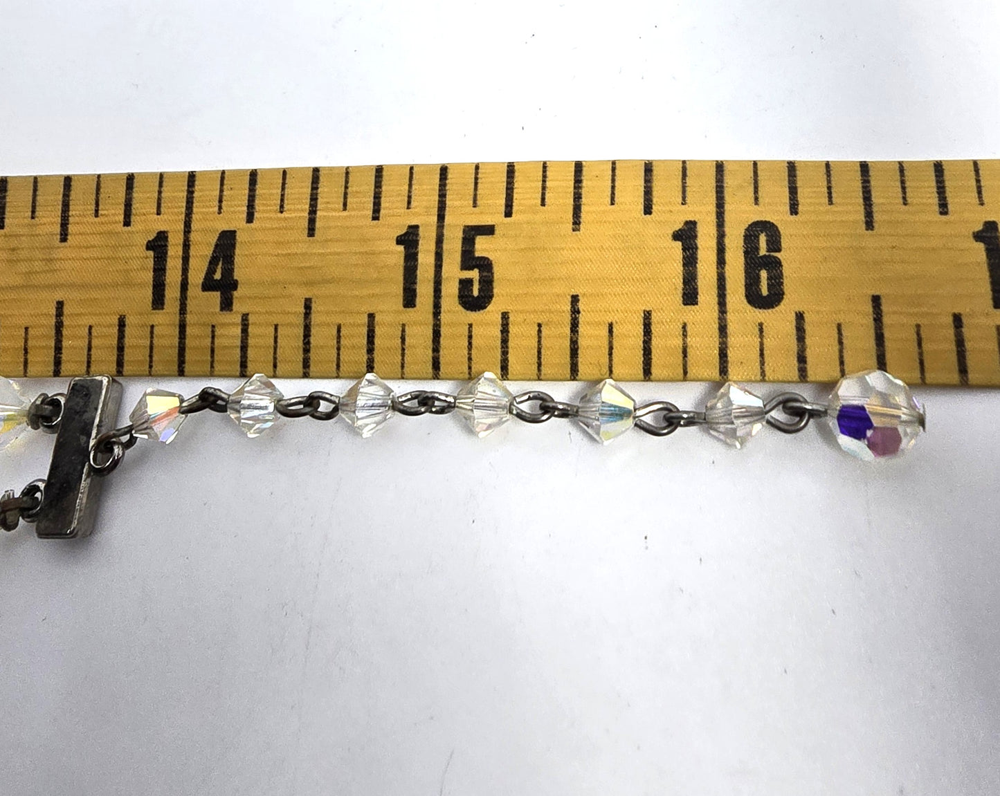 Austrian Crystal Aurora Borealis Barrel graduated double strand vintage necklace