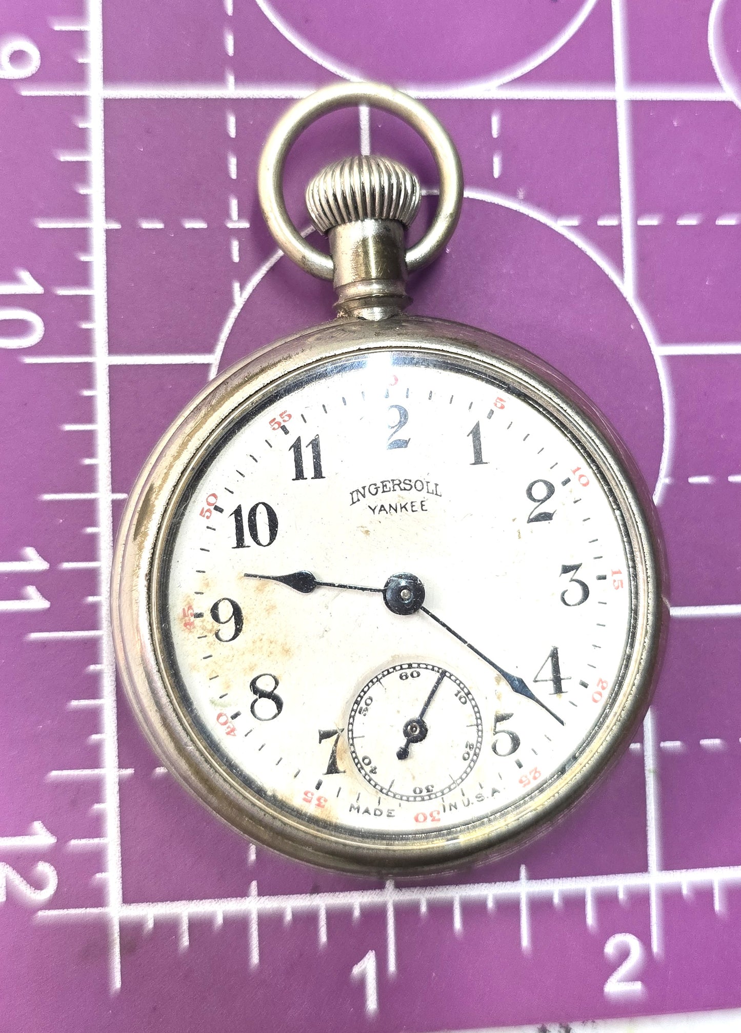 Ingersoll Yankee vintage silver plated pocket watch "dollar watch" for repair