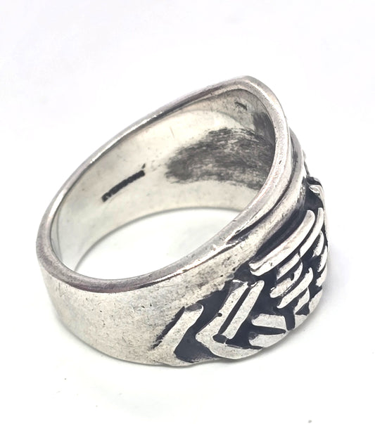 Brutalist crafted Evensong vintage large sterling silver ring band size 9.5