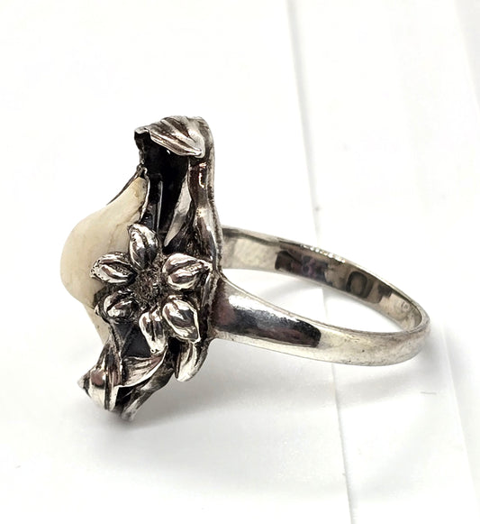 Art Nouveau antique Mississippi River Pearl sterling silver ring size 5.75