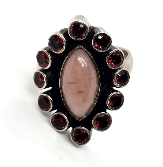 Nicky Butler NB pink opal garnet vintage sterling silver ring size 6