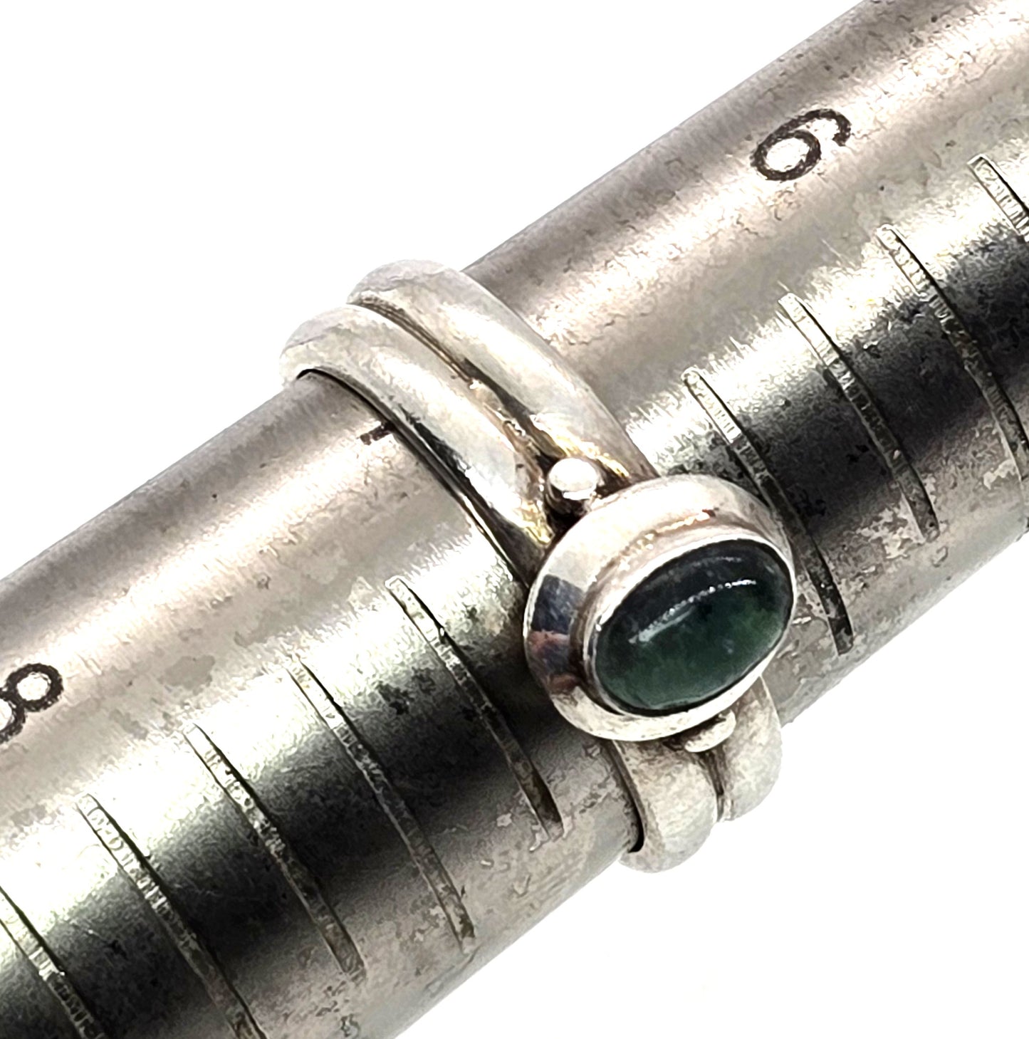Aquamarine blue gemstone sterling silver Bali style ring size 7