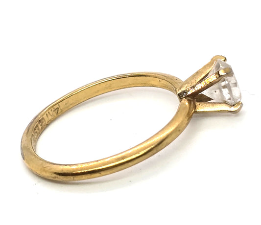 Espo 14kt yellow gold filled CZ solitaire vintage engagement sweetheart ring size 8.5