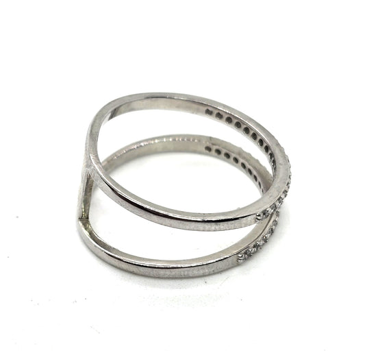 Double band Cubic Zirconia sterling silver enhancer band size 7.5