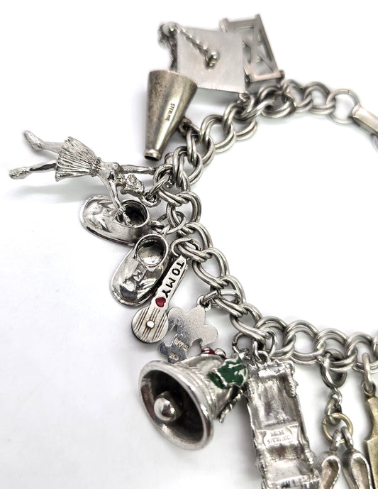 Charm bracelet sterling silver full decorated vintage 18 sterling charms bracelet