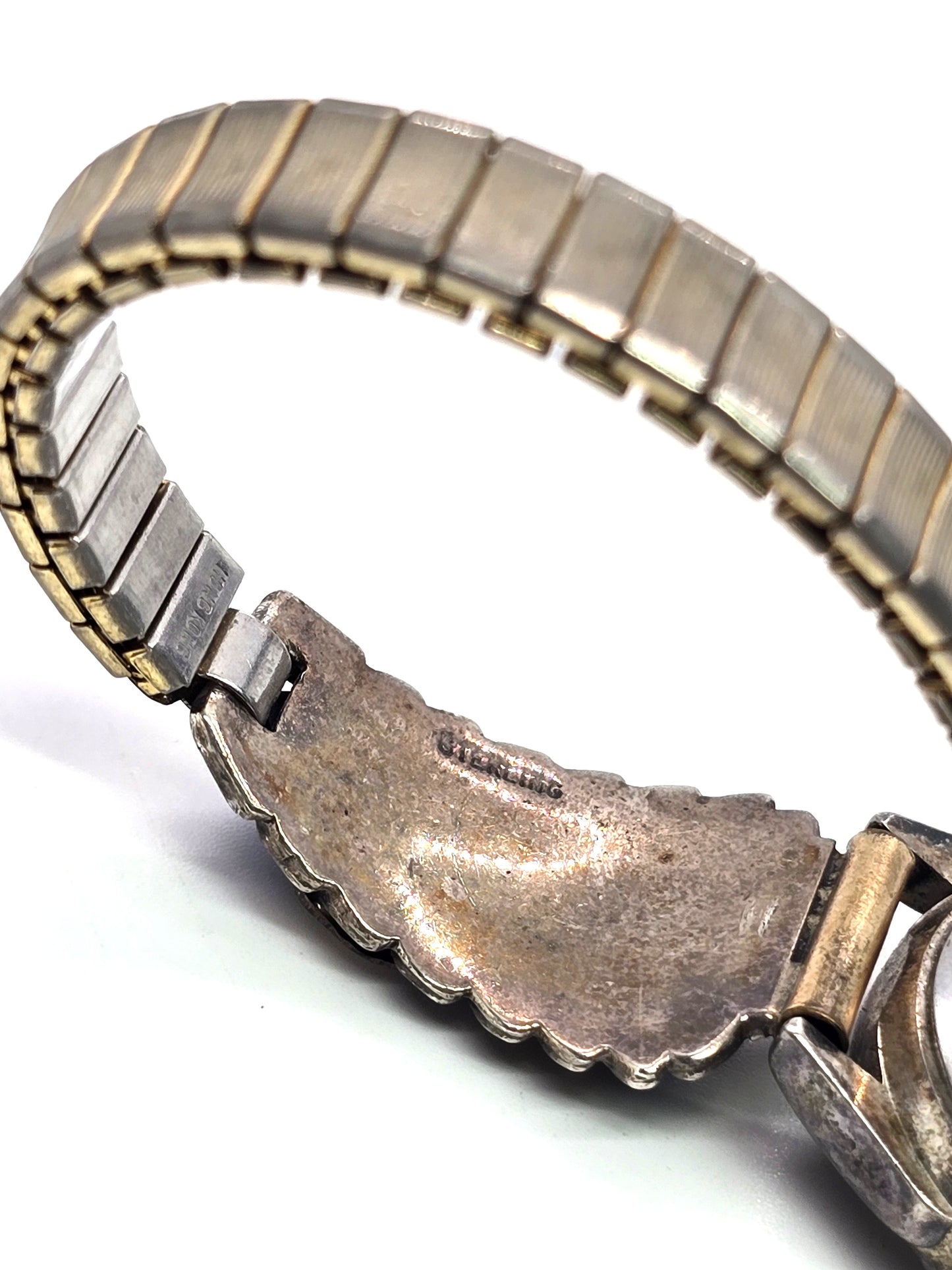 Native American Navajo vintage sterling silver lapis lazuli watch band
