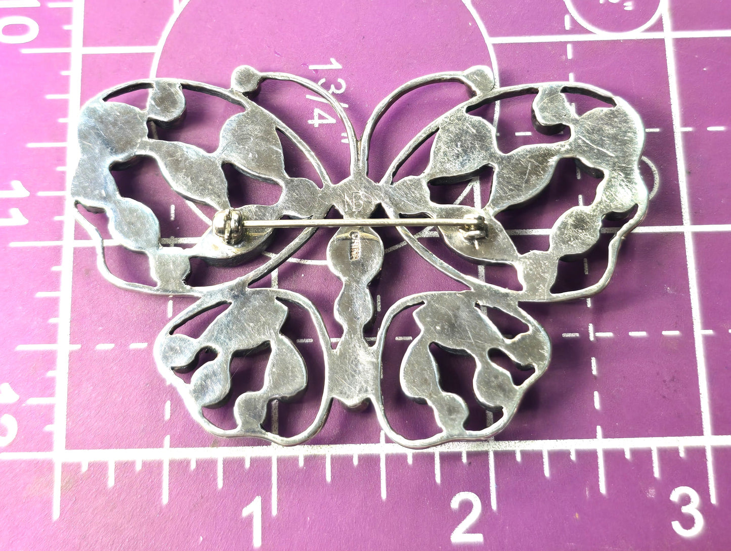 Nicky Butler NB multi gemstone moonstone sterling silver butterfly brooch