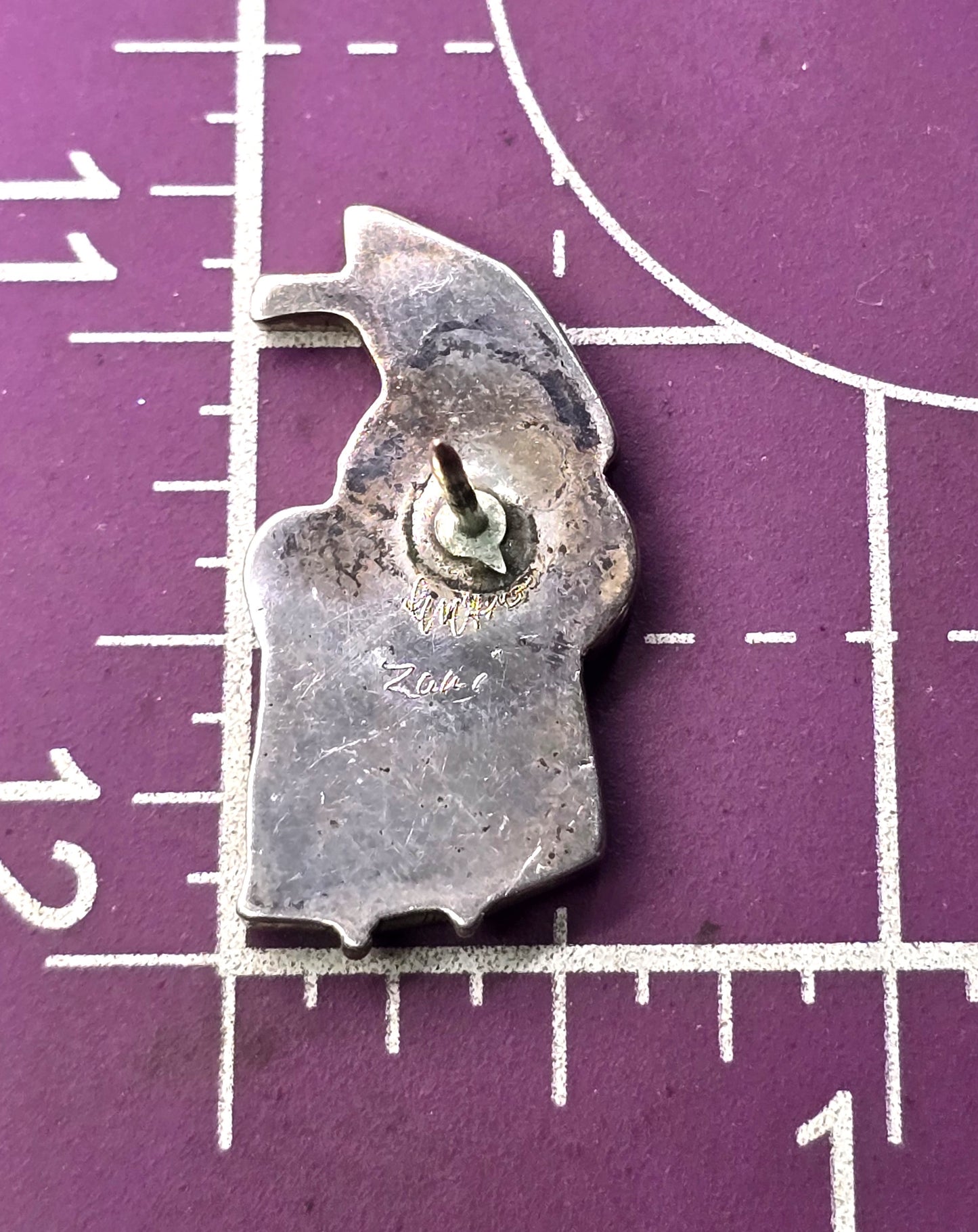 Etsie Zuni Bald Eagle multi gemstone figural sterling silver Native American vintage tie tack