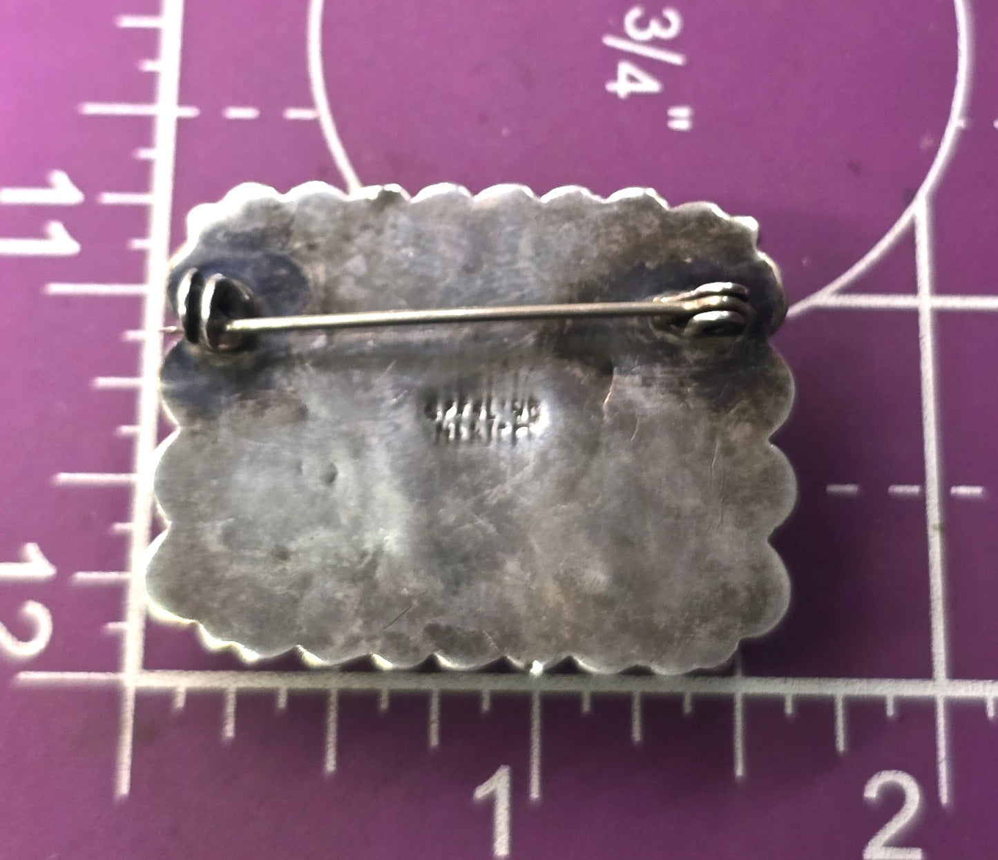 Mexican Black onyx Mexico vintage sterling silver large brooch