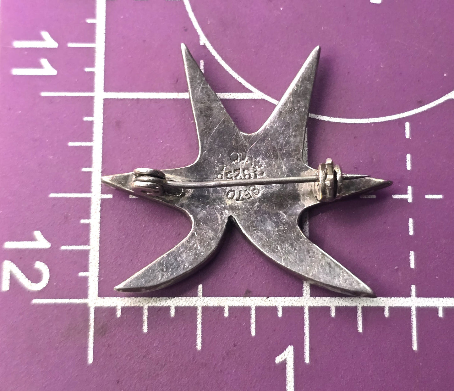 Swirl sea star abalone Beto Taxco Mexico sterling silver vintage shell brooch