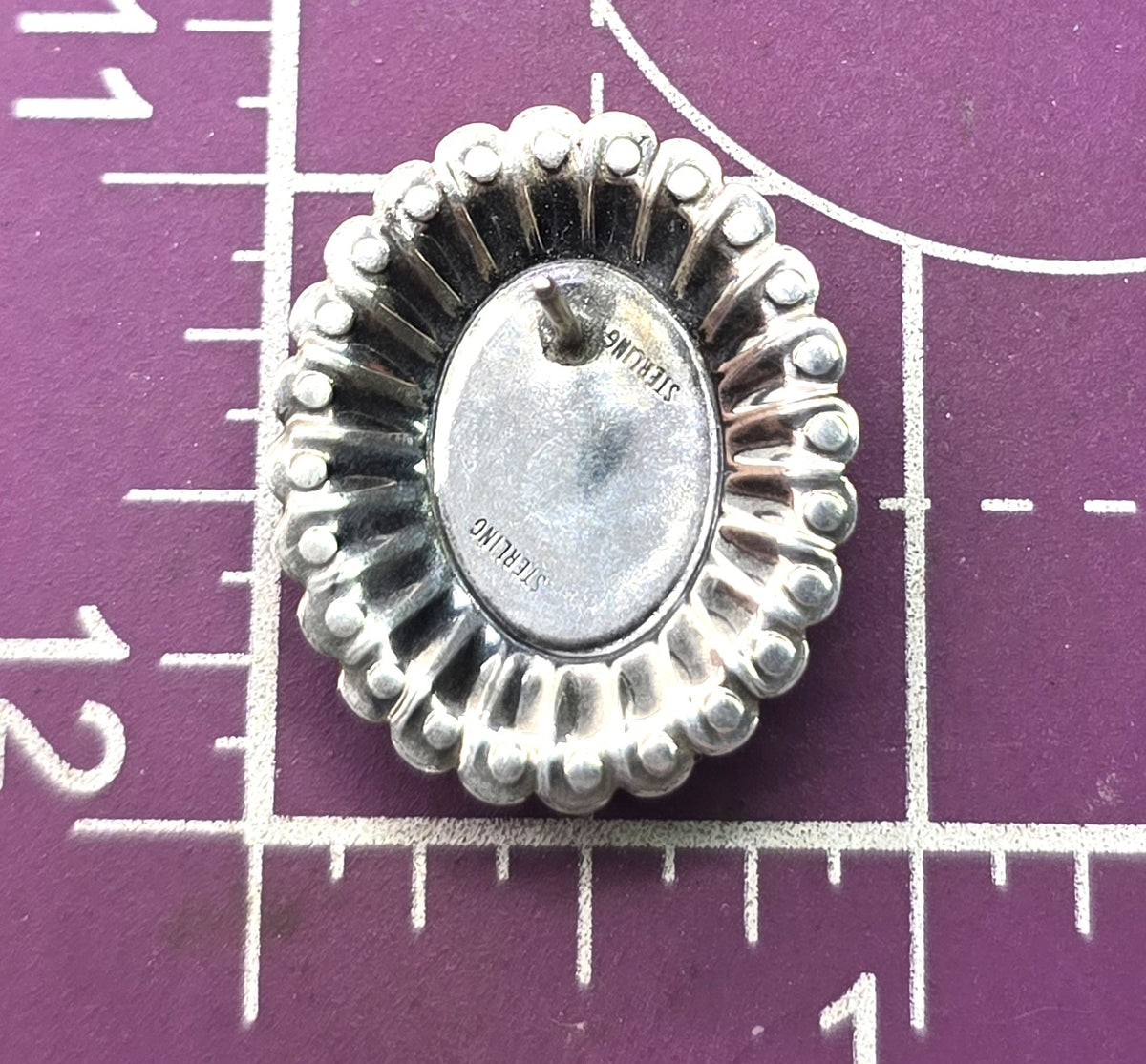 Lapis Lazuli sterling silver Southwestern Stamped Concho Stud Earrings