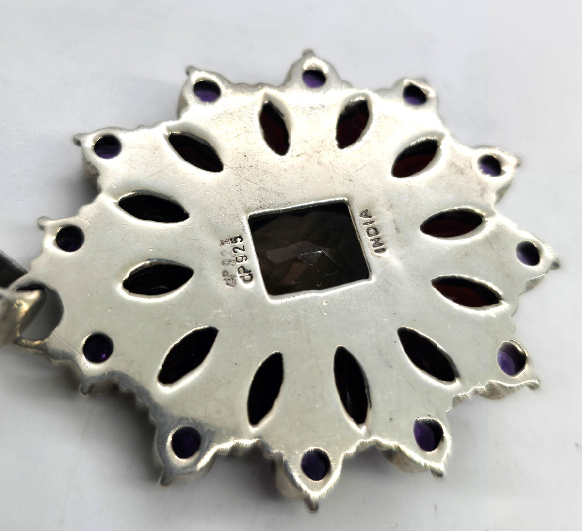 DP Doug Paulus India Smoky quartz Amethyst Garnet sterling silver Pendant