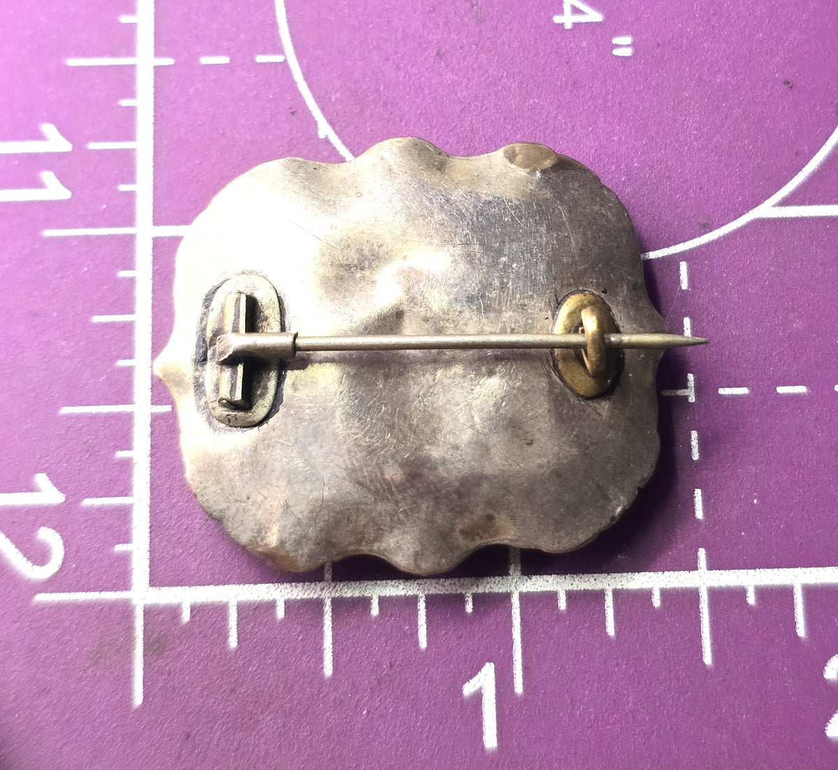 Gold filled Antique enamel mourning memento enamel mori brooch empty