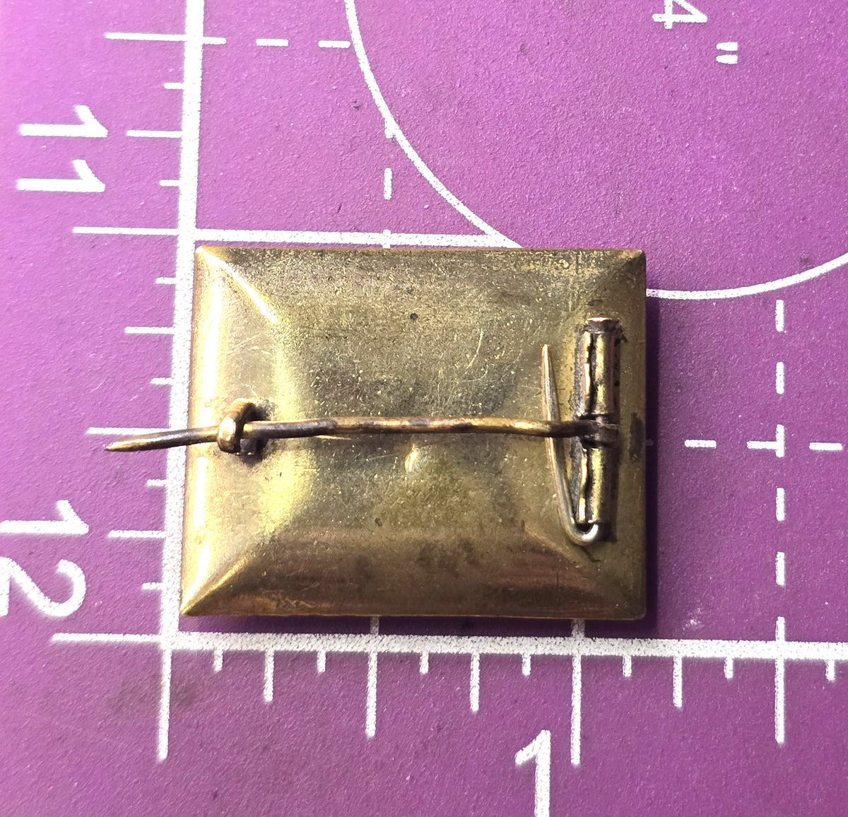 Gold filled In Memory Of Antique enamel mourning memento mori brooch