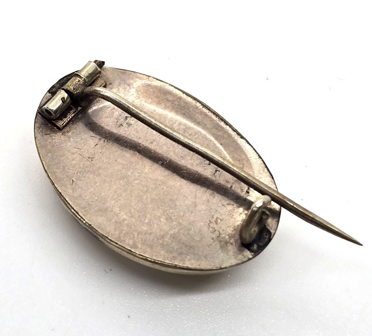 Gold Filled Antique Victorian small braided dark hair mourning memento mori brooch
