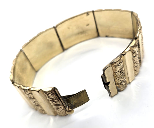 Yellow gold filled Antique Victorian mourning memento mori opening window bracelet