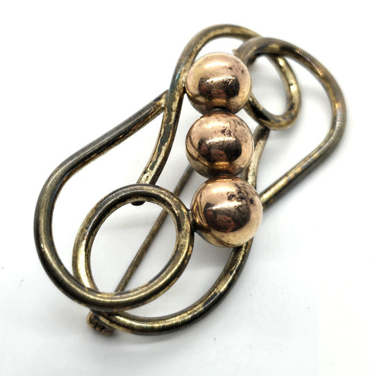 Kreisler Modernist vintage Kinetic copper gold filled brooch