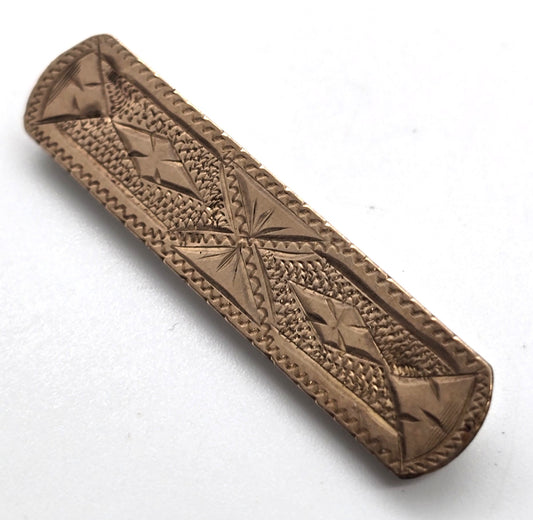 Taille d'épargne antique Victorian mourning brooch Memento Mori bar pin