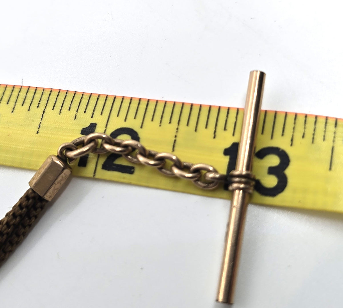 Antique Victorian double braided hair mourning gold filled watch chain T Bar