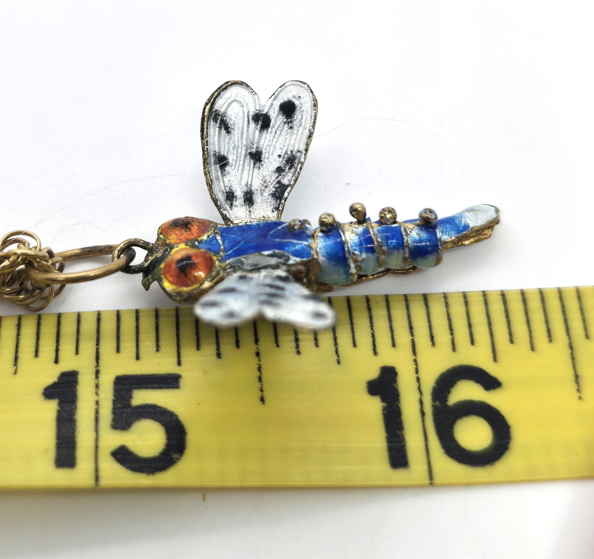 Dragonfly articulated Cloisonné enamel Chinese vintage GF necklace