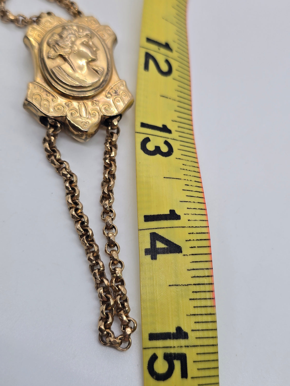 Jacoby-Bender JCB Cameo 12k yellow gold filled large slider lorgnette necklace
