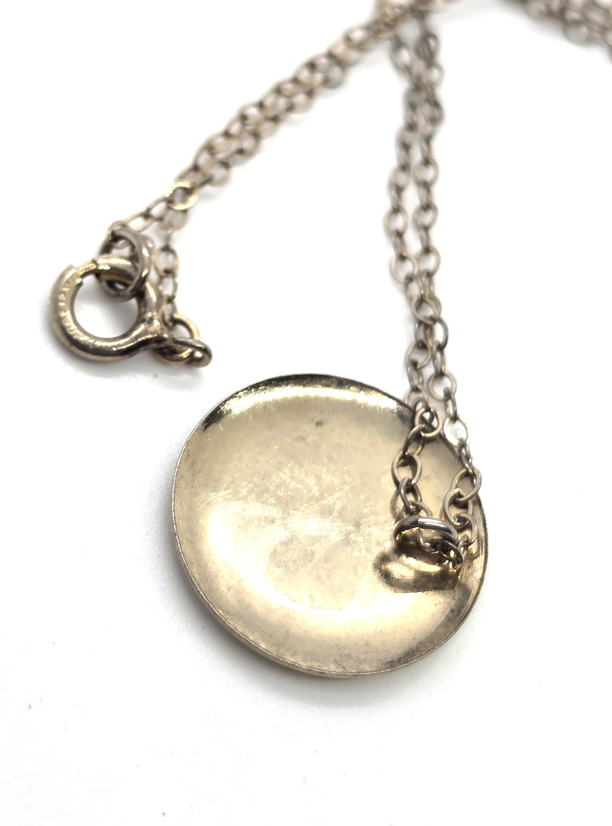 Medallion mid century signed gold filled petite locket necklace