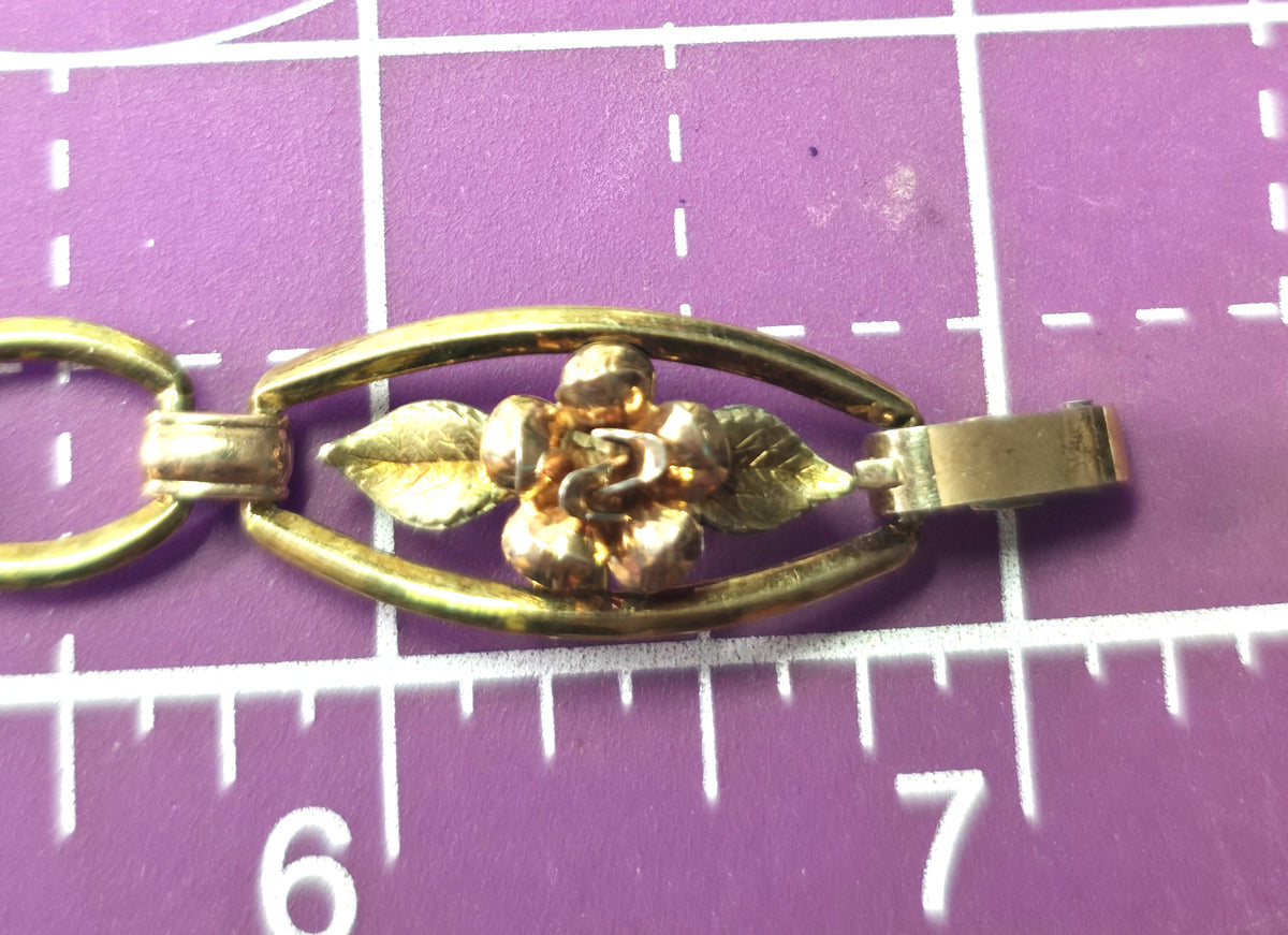 Krementz Rose signed Rose and Yellow Gold Filled vintage tennis bracelet