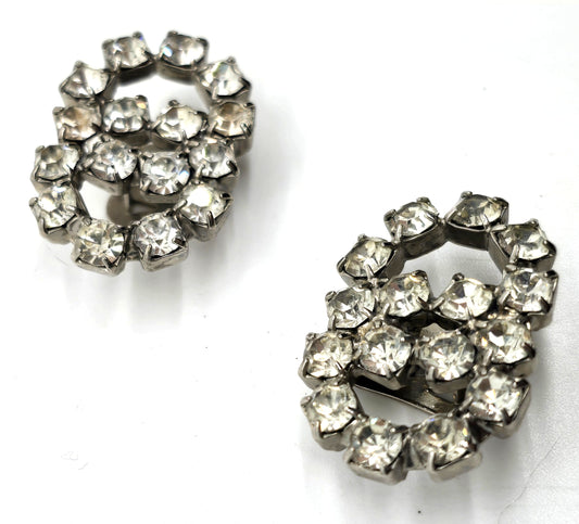 Art Deco clear rhinestone antique shoe clips pair set