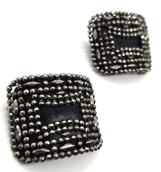 Holfast Victorian French Steel Cut marquis pattern antique shoe clips pair