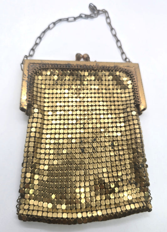Vintage retro gold mesh chainmail vintage clutch purse