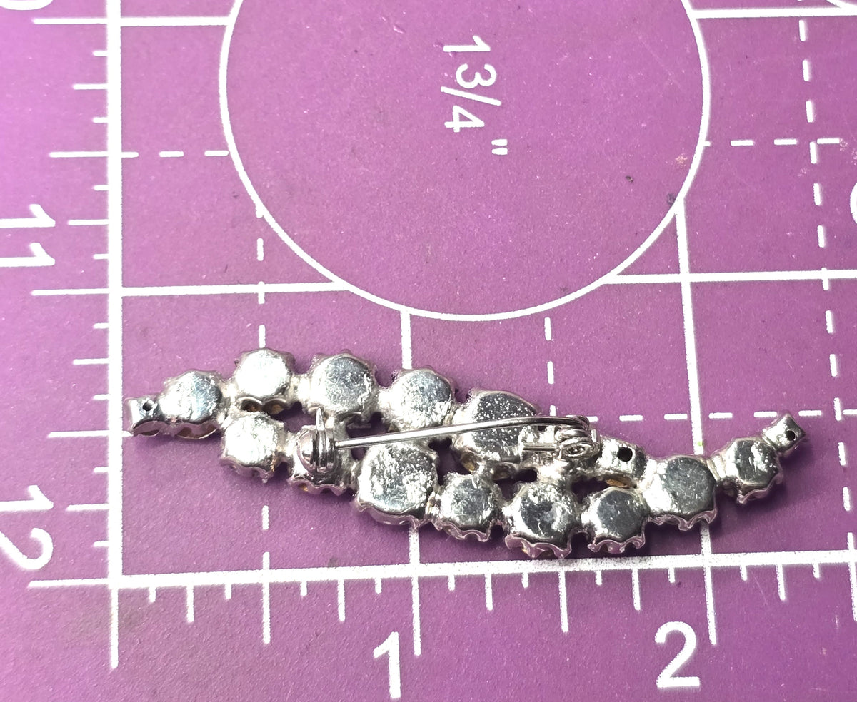 Clear vintage long rhinestone MCM atomic scatter brooch