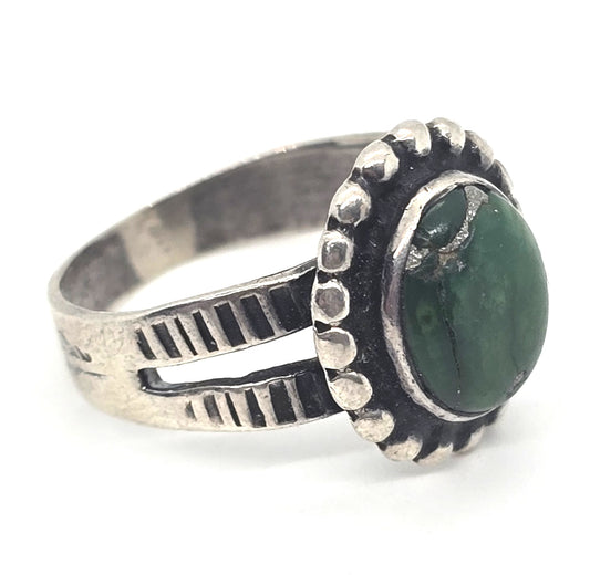 Turquoise Native American vintage sterling silver stamped split shank ring size 4.5