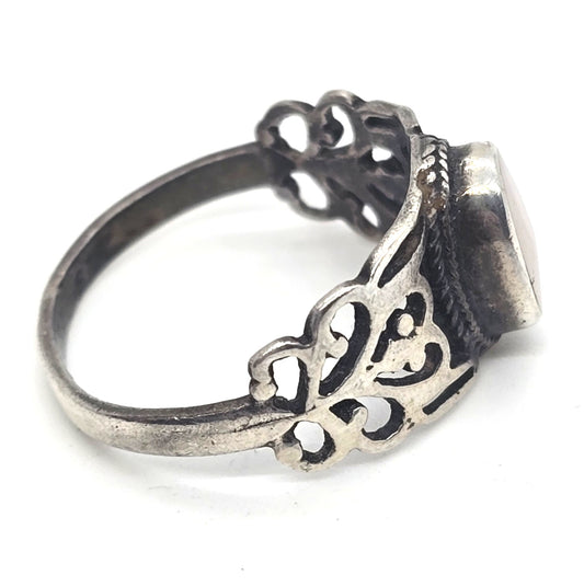 Southwestern Mother of Pearl filigree vintage sterling silver ring size 5
