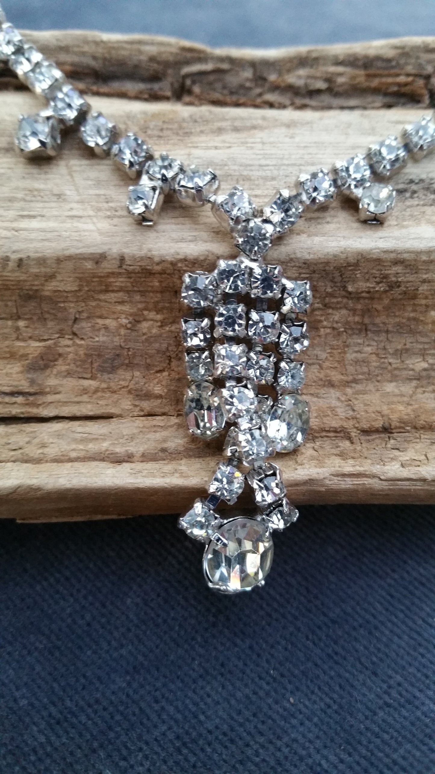 Vintage bridal rhinestone bib necklace