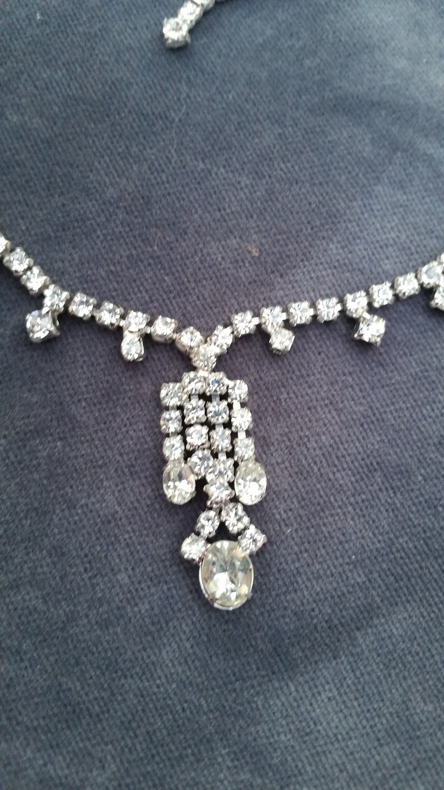 Vintage bridal rhinestone bib necklace