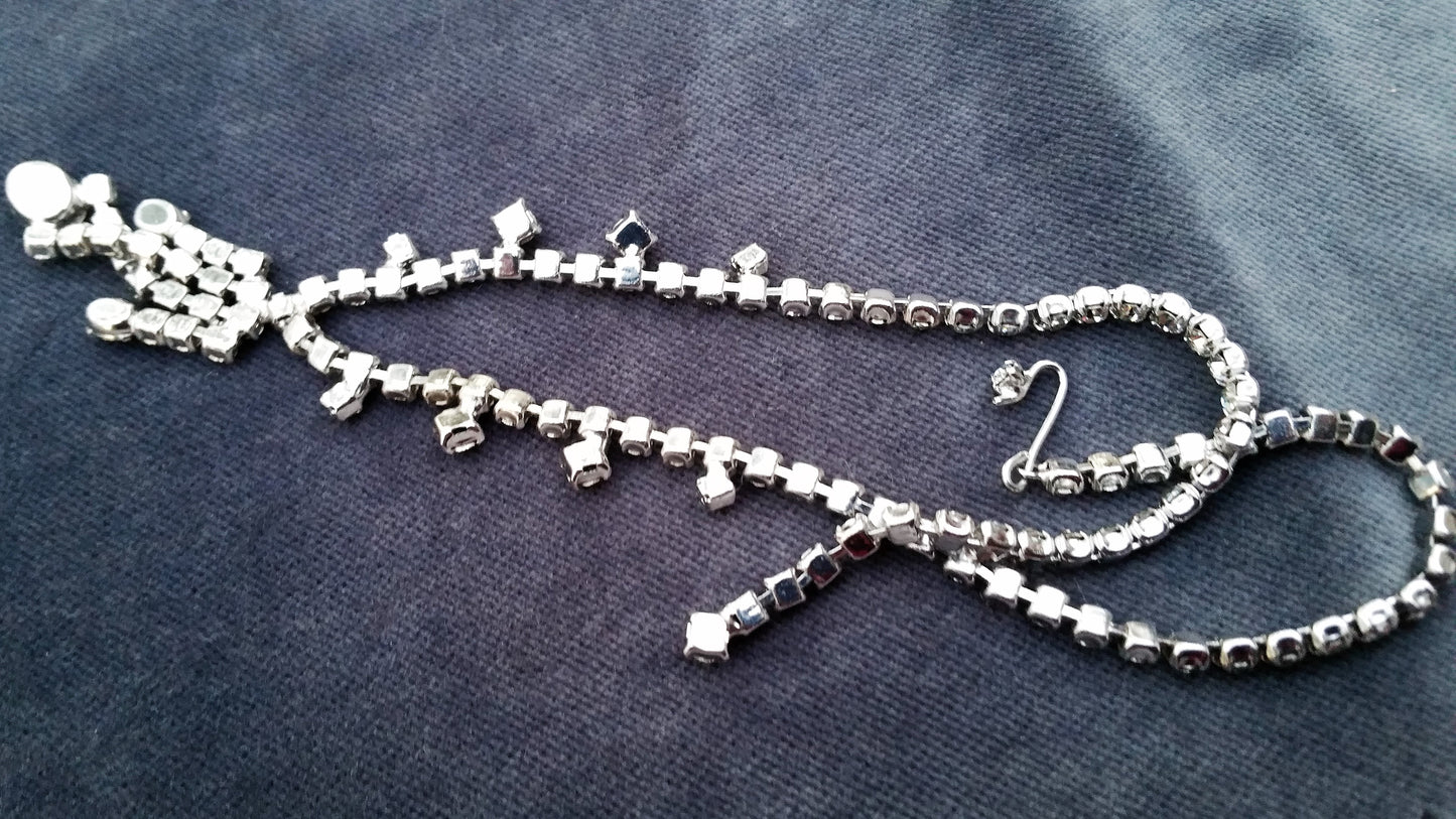 Vintage bridal rhinestone bib necklace