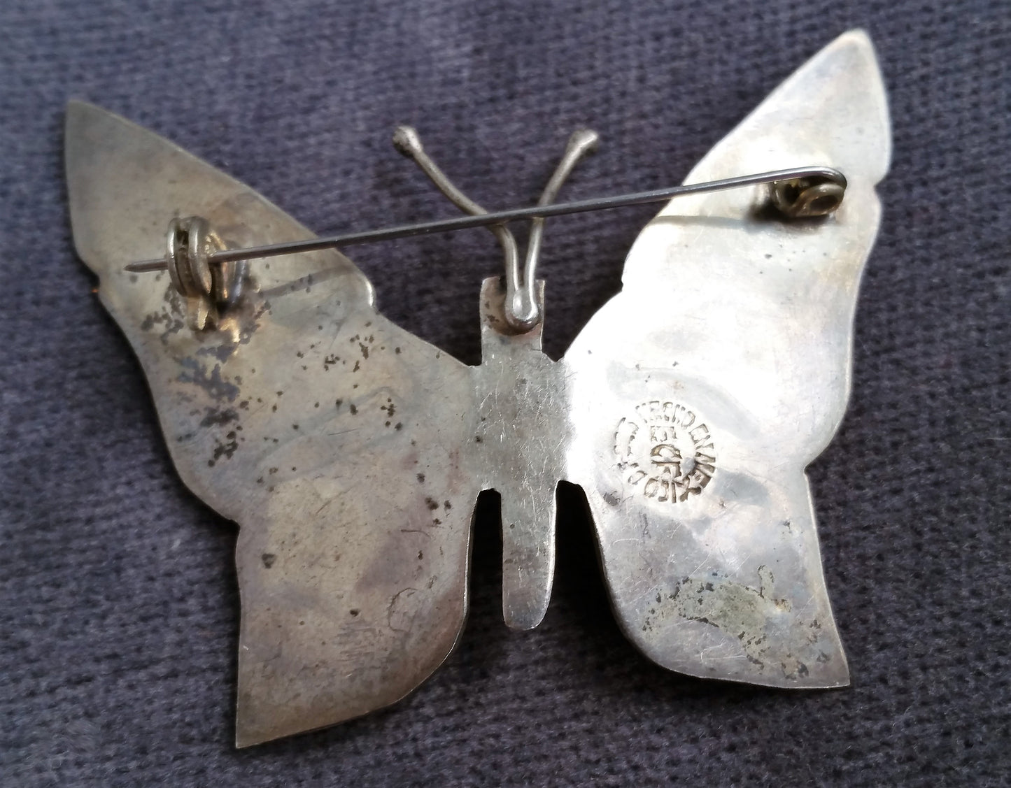 Cuernavaca sterling silver abalone shell butterfly vintage brooch