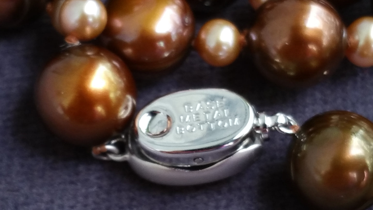 Honora cultured chocolate pearl and sterling silver hand knotted necklace