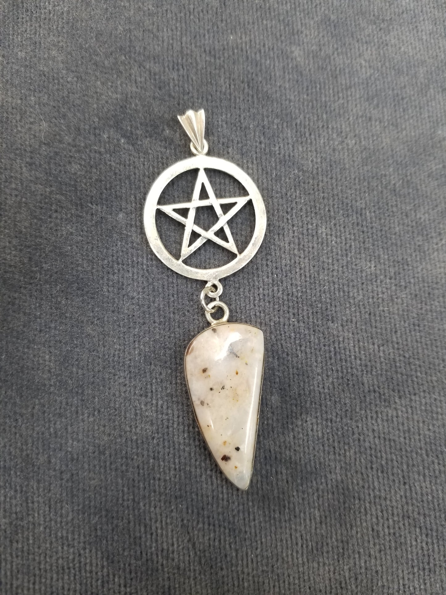Pentacle and Jasper sterling silver Pagan pendant