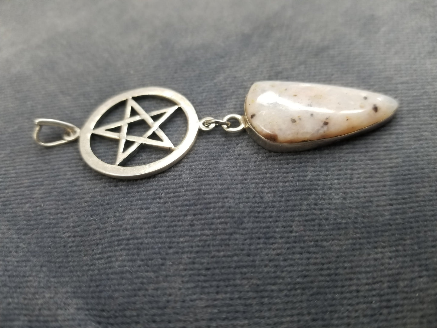 Pentacle and Jasper sterling silver Pagan pendant