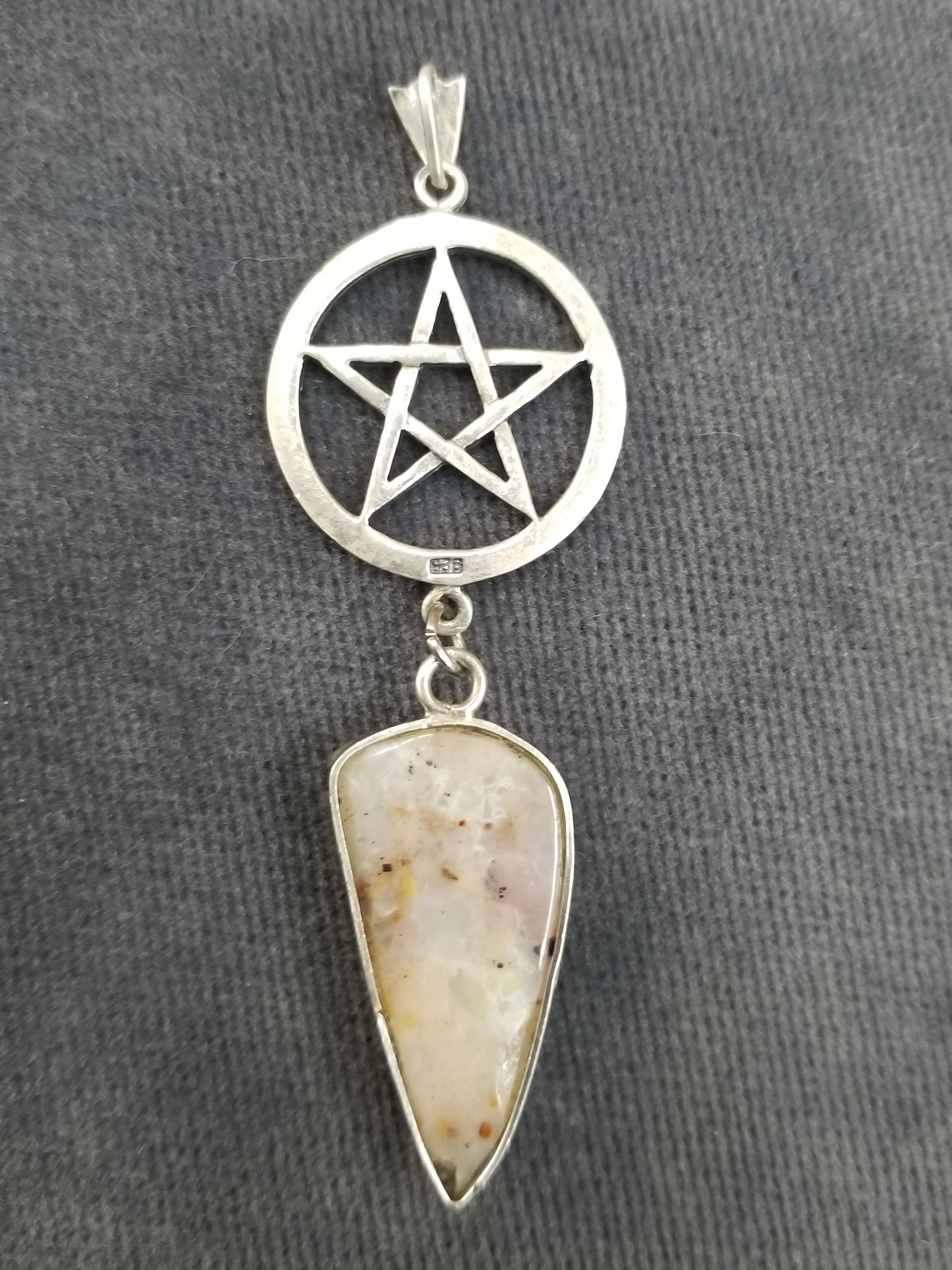 Pentacle and Jasper sterling silver Pagan pendant