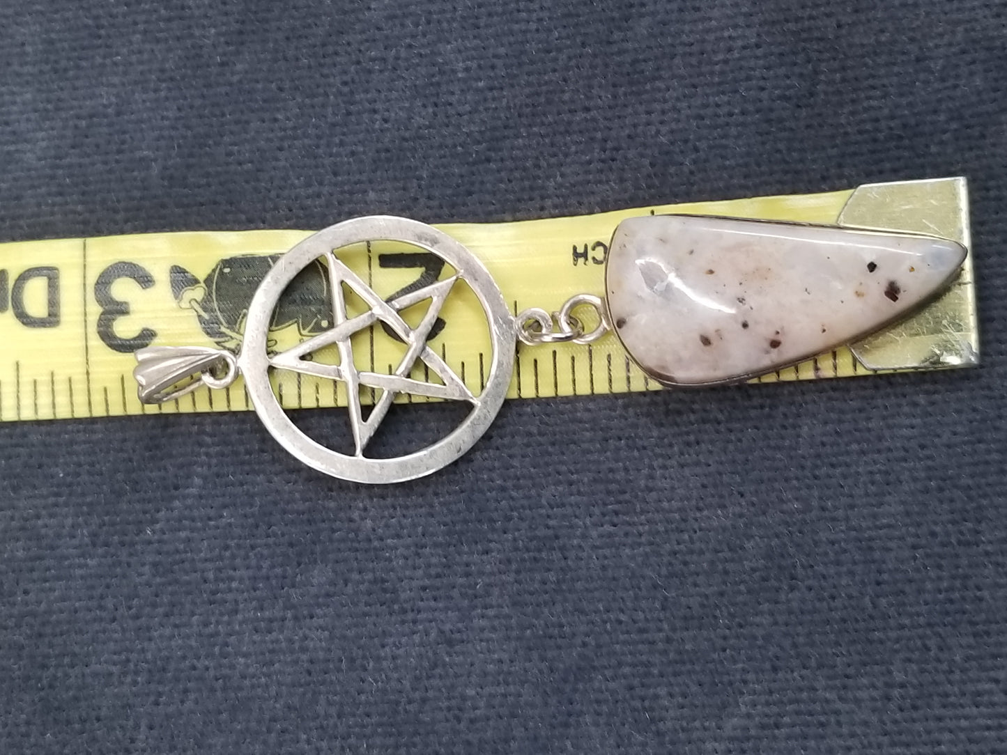 Pentacle and Jasper sterling silver Pagan pendant