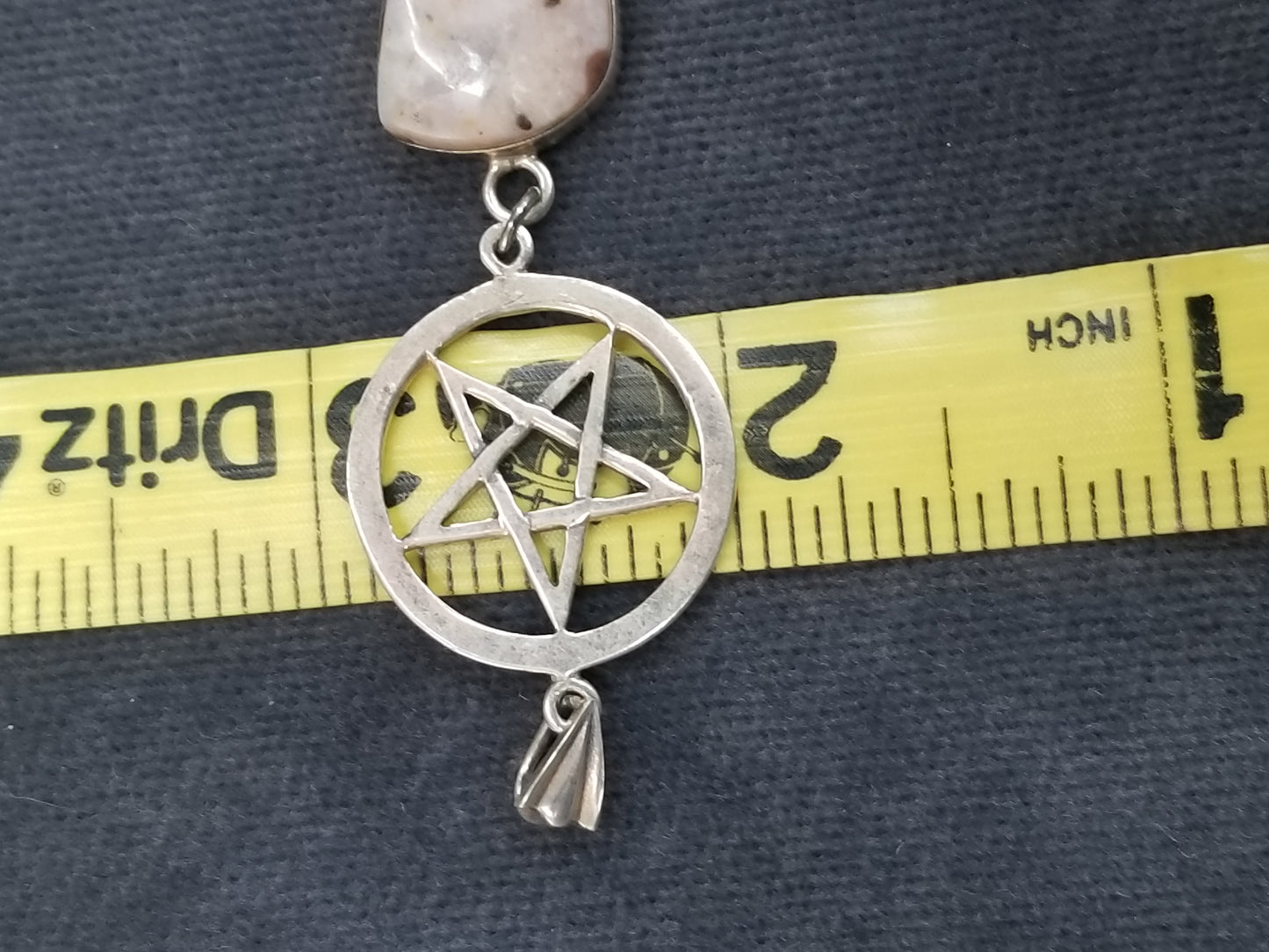 Pentacle and Jasper sterling silver Pagan pendant