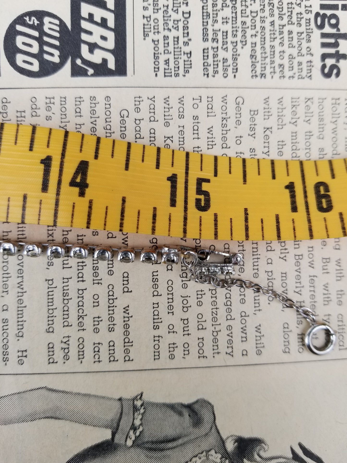 Teardrop vintage rhinestone princess necklace with safety chain