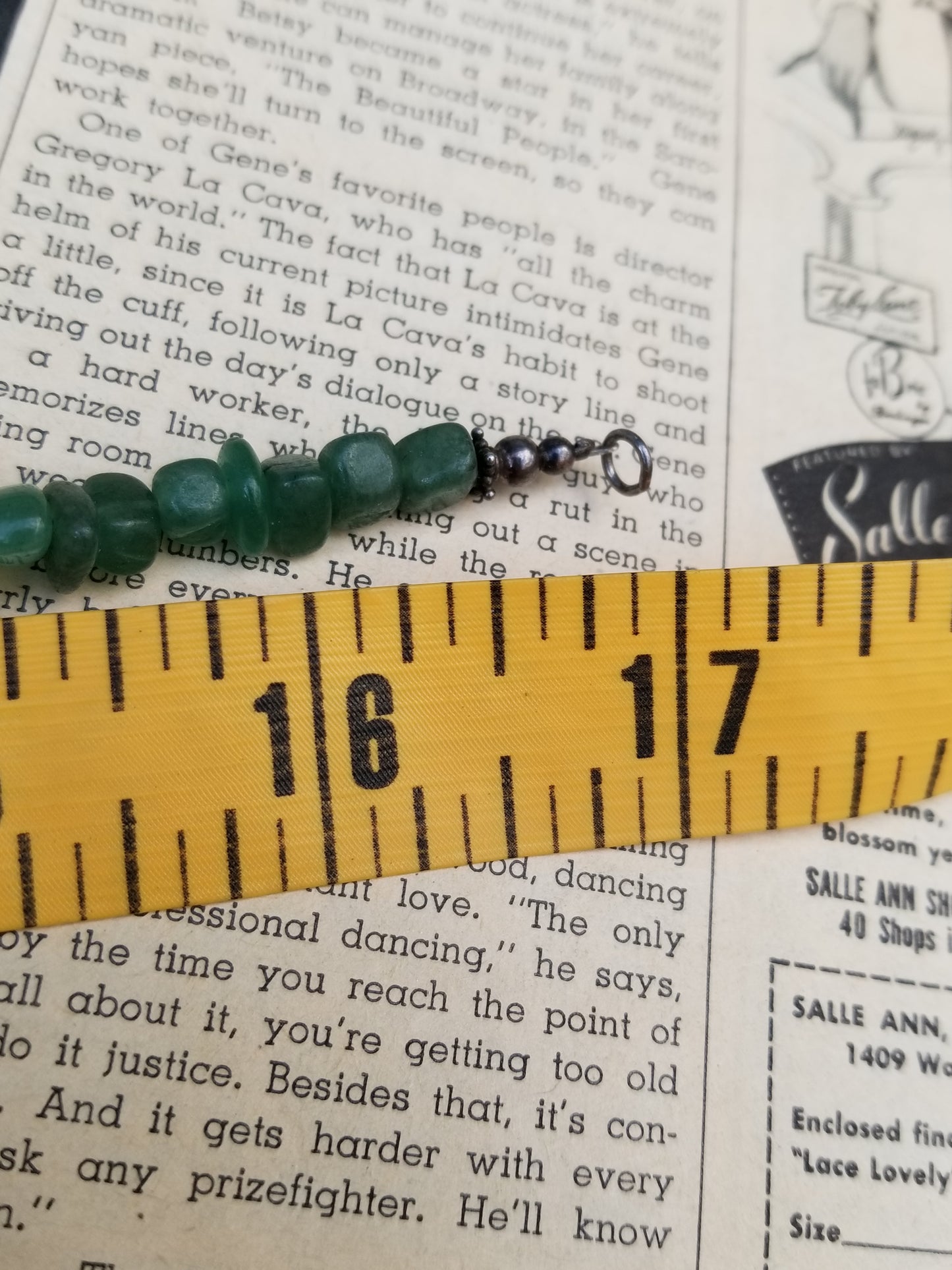 Green Aventurine chip sterling silver and pearl beaded necklace