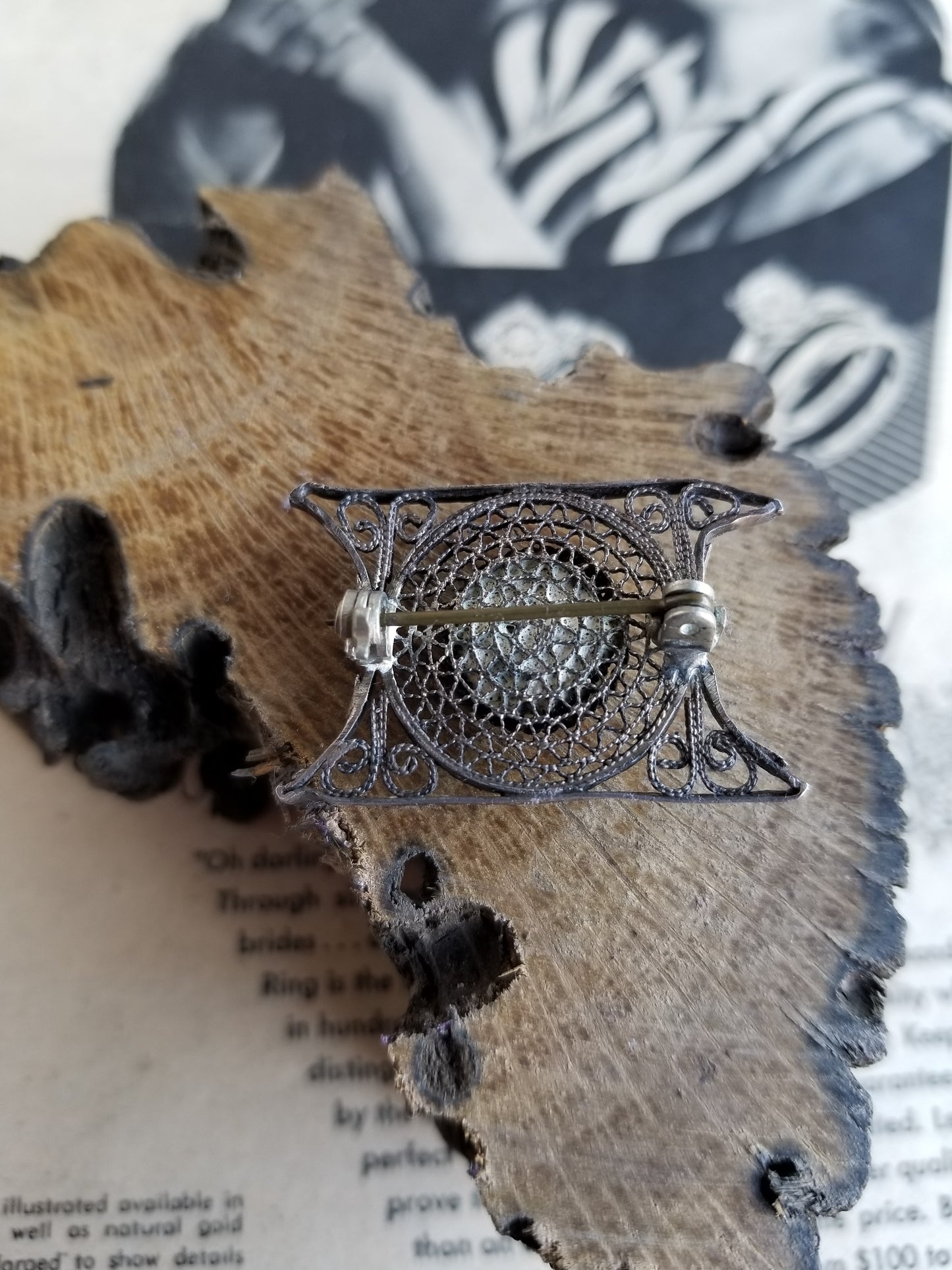 Victorian spun silver handmade turquoise antique brooch