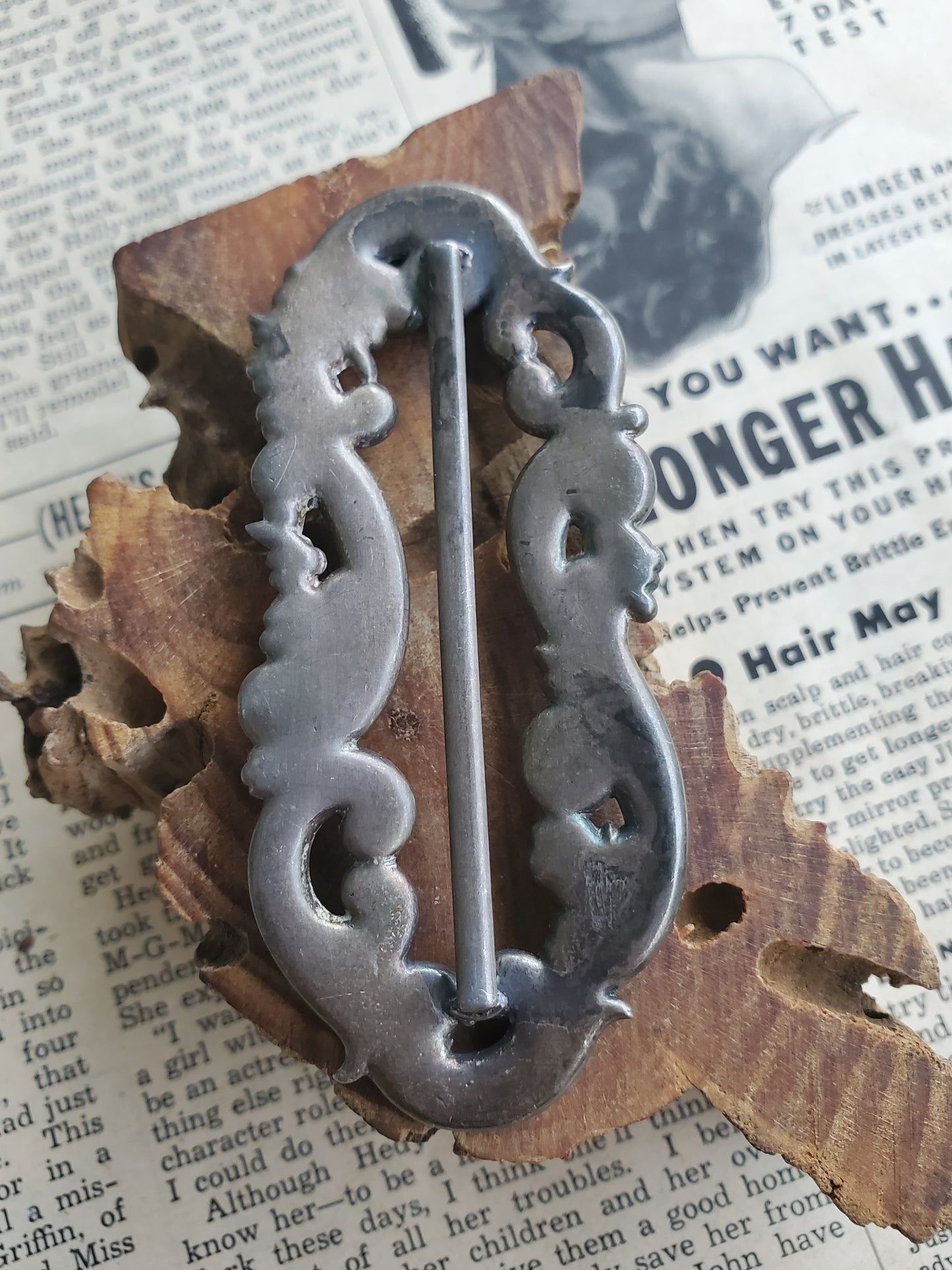 Victorian Baby blue Enamel painted sterling silver floral vintage sash ribbon buckle